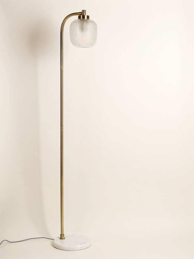 Oliver Bonas Clear Luce Glass & Marble Floor Lamp - Image 2 of 5
