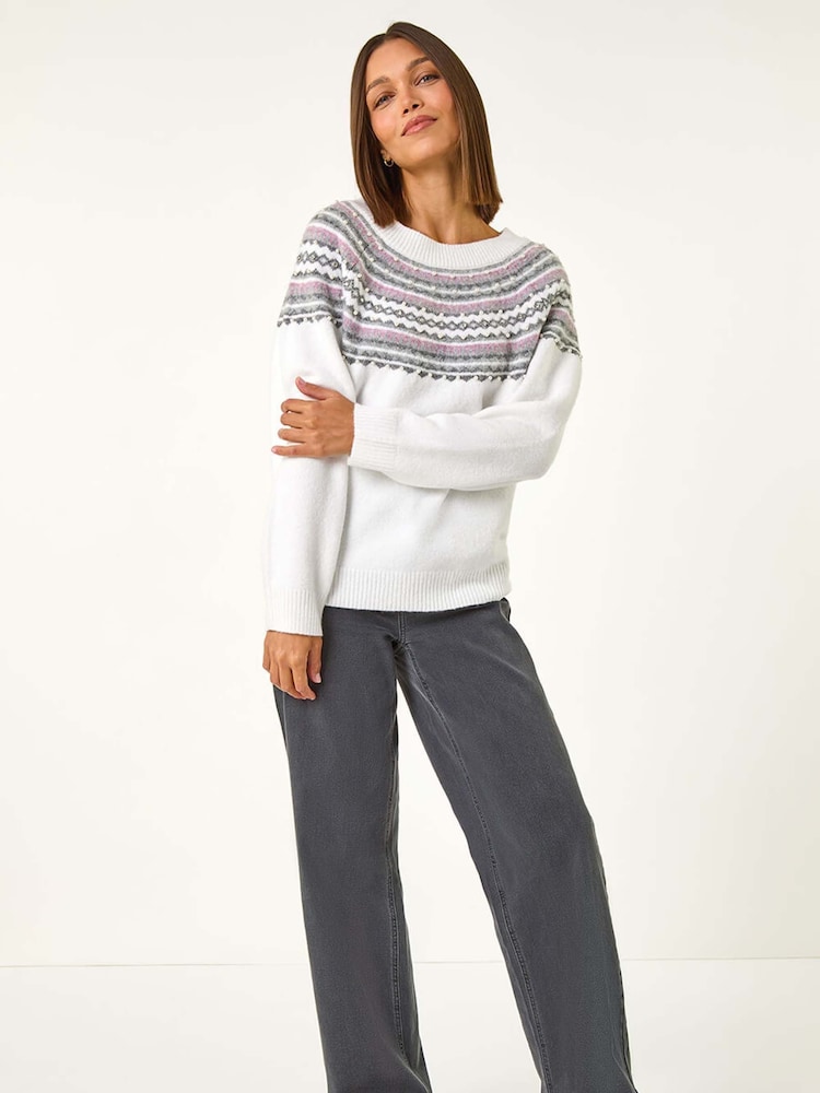 Branco - Roman estampada com pérolas Jumper - Imagem 2 de 5