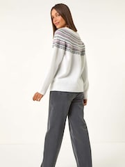 Branco - Roman estampada com pérolas Jumper - Imagem 3 de 5