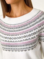 Branco - Roman estampada com pérolas Jumper - Imagem 5 de 5