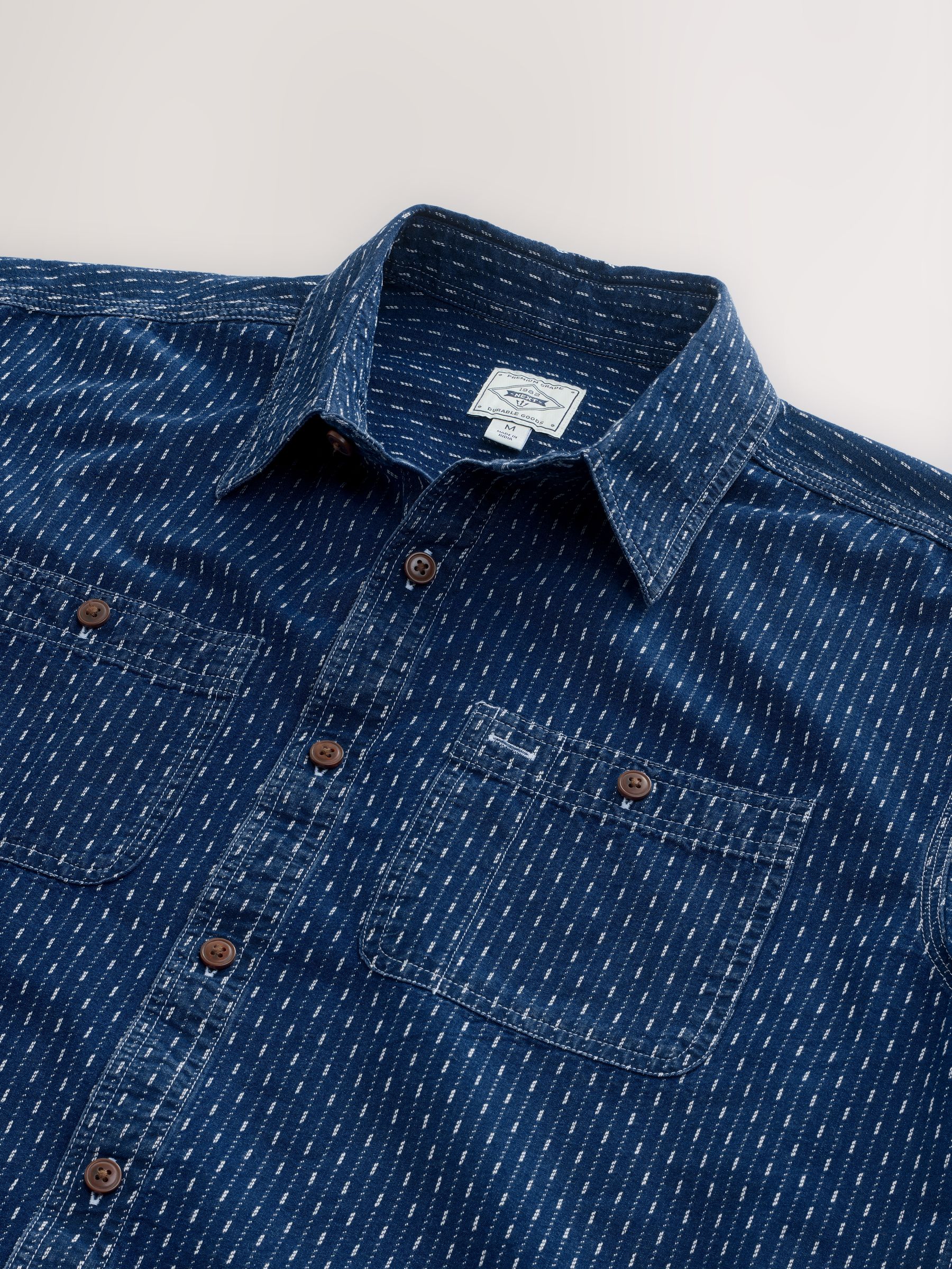 Buy Indigo Blue Printed Textured Short Sleeve 100% Cotton Shirt