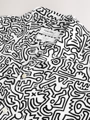 Black/ White Keith Haring Printed Short Sleeve Shirt - Image 7 of 7