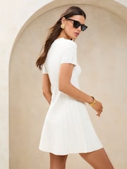 Lipsy Ivory Petite Mini Short Sleeve Summer Knit Dress - Image 5 of 5