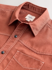 Rust Orange Twin Pocket Contrast Stitch Short Sleeve 100% Cotton Shirt - Image 7 of 7