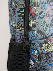 Grey Doodle Print Backpack - Image 4 of 5