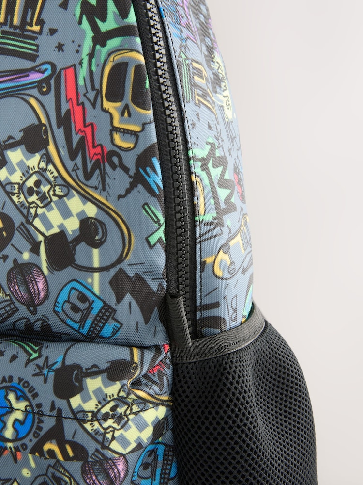Grey Doodle Print Backpack - Image 5 of 5