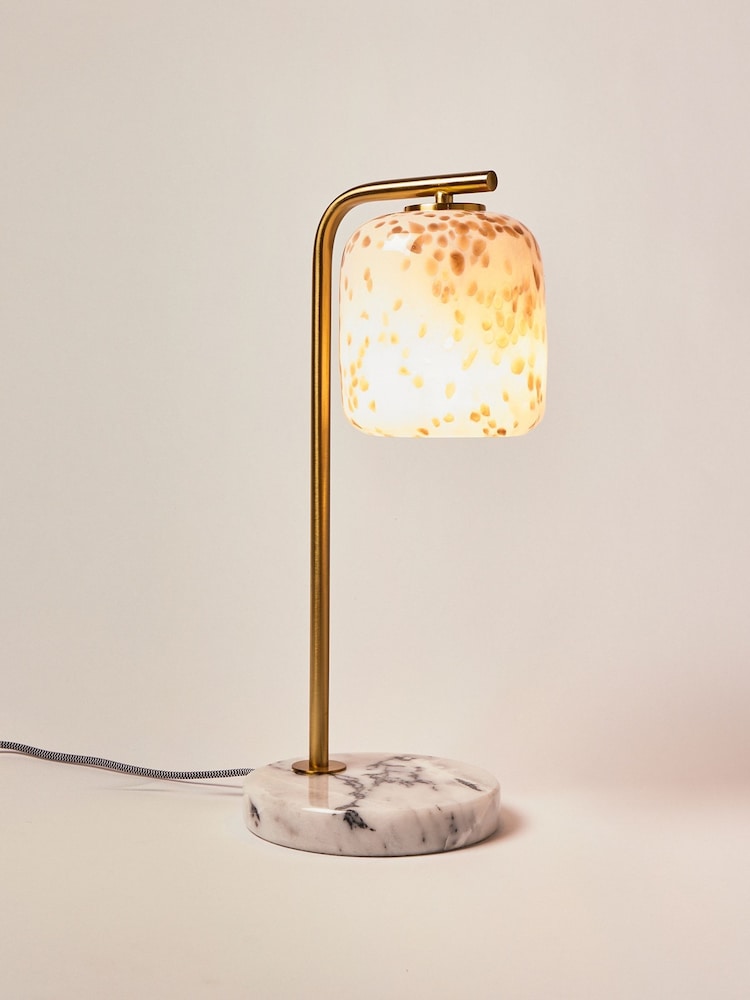 Oliver Bonas Gold Cosmo Glass & Marble Desk & Table Lamp - Image 1 of 4
