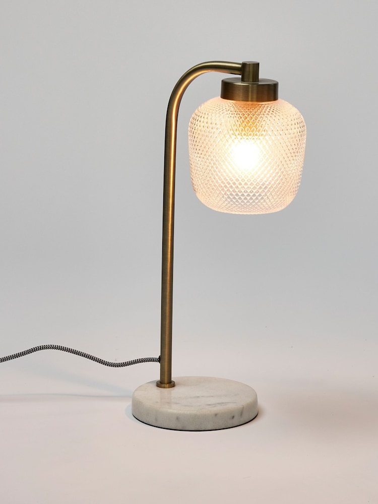 Oliver Bonas Clear Luce Gold Glass & Marble Desk & Table Lamp - Image 1 of 3
