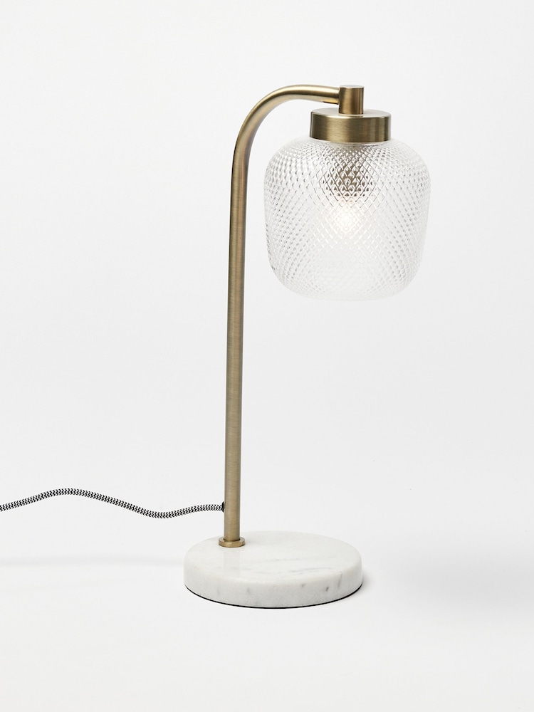 Oliver Bonas Clear Luce Gold Glass & Marble Desk & Table Lamp - Image 3 of 3