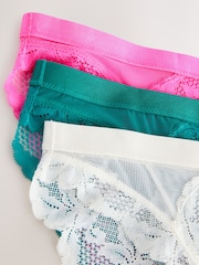 Pink/Green/Cream Lace Knickers 3 Pack - Image 11 of 12