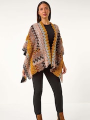 Roman Brown Boucle Patterned Cape - Image 2 of 5