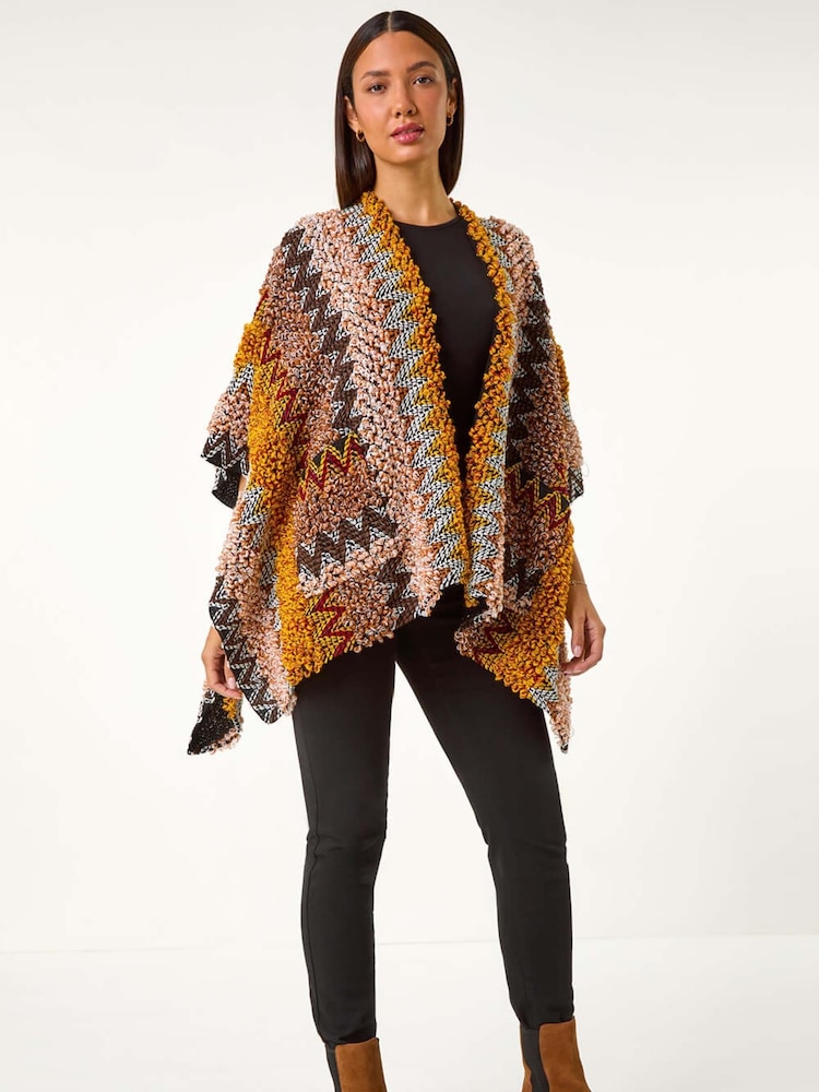 Roman Brown Boucle Patterned Cape - Image 2 of 5