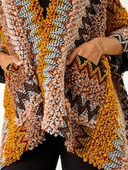 Roman Brown Boucle Patterned Cape - Image 5 of 5