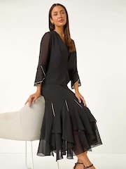 Roman Black Diamante Detail Ruffle Skirt - Image 1 of 5