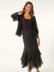 Roman Black Diamante Detail Ruffle Skirt - Image 2 of 5