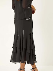 Roman Black Diamante Detail Ruffle Skirt - Image 3 of 5