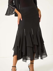 Roman Black Diamante Detail Ruffle Skirt - Image 4 of 5