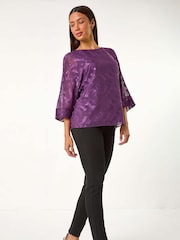 Roman Purple Zig Zag Burnout Overlay Top - Image 2 of 5