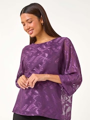Roman Purple Zig Zag Burnout Overlay Top - Image 4 of 5