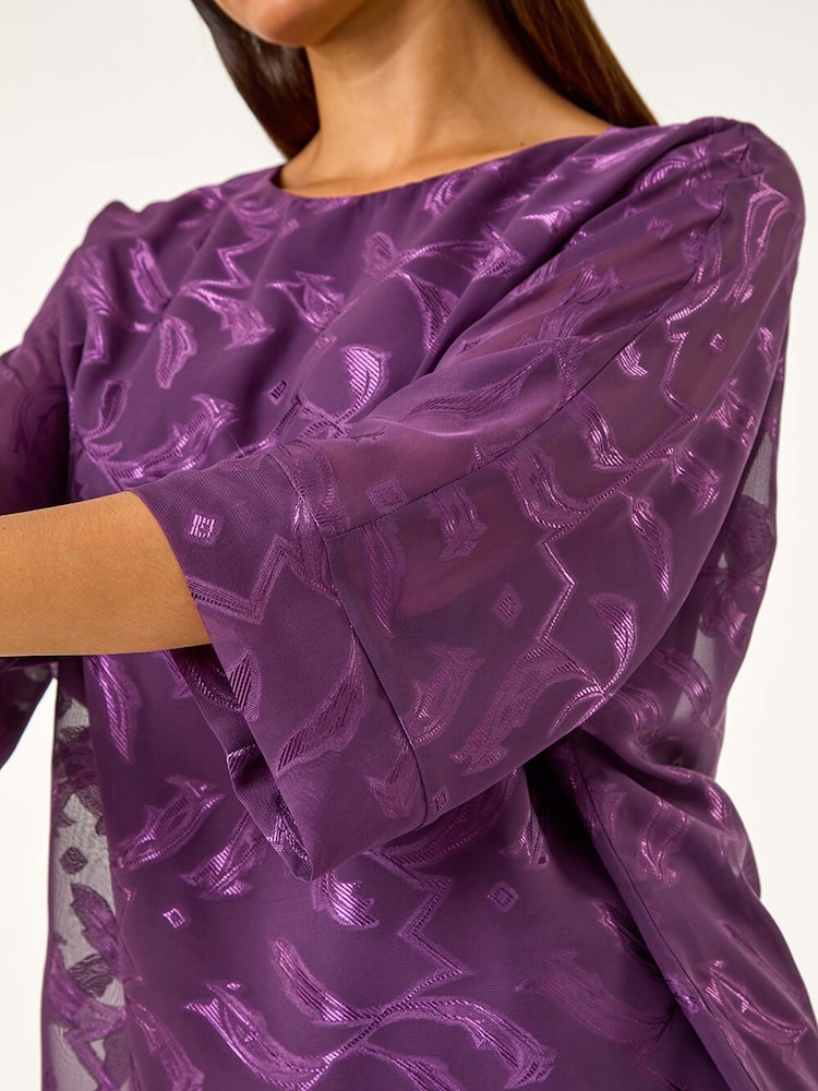 Roman Purple Zig Zag Burnout Overlay Top - Image 5 of 5
