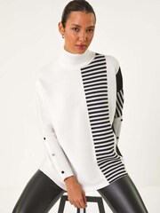Roman White Stripe Colour Block Jumper - Image 1 of 5
