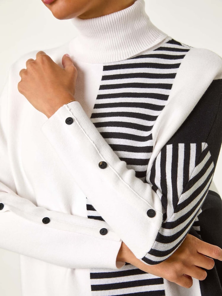 Roman White Stripe Colour Block Jumper - Image 5 of 5