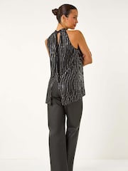 Roman Metallic Print Halterneck Top - Image 3 of 5
