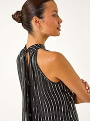 Roman Metallic Print Halterneck Top - Image 5 of 5
