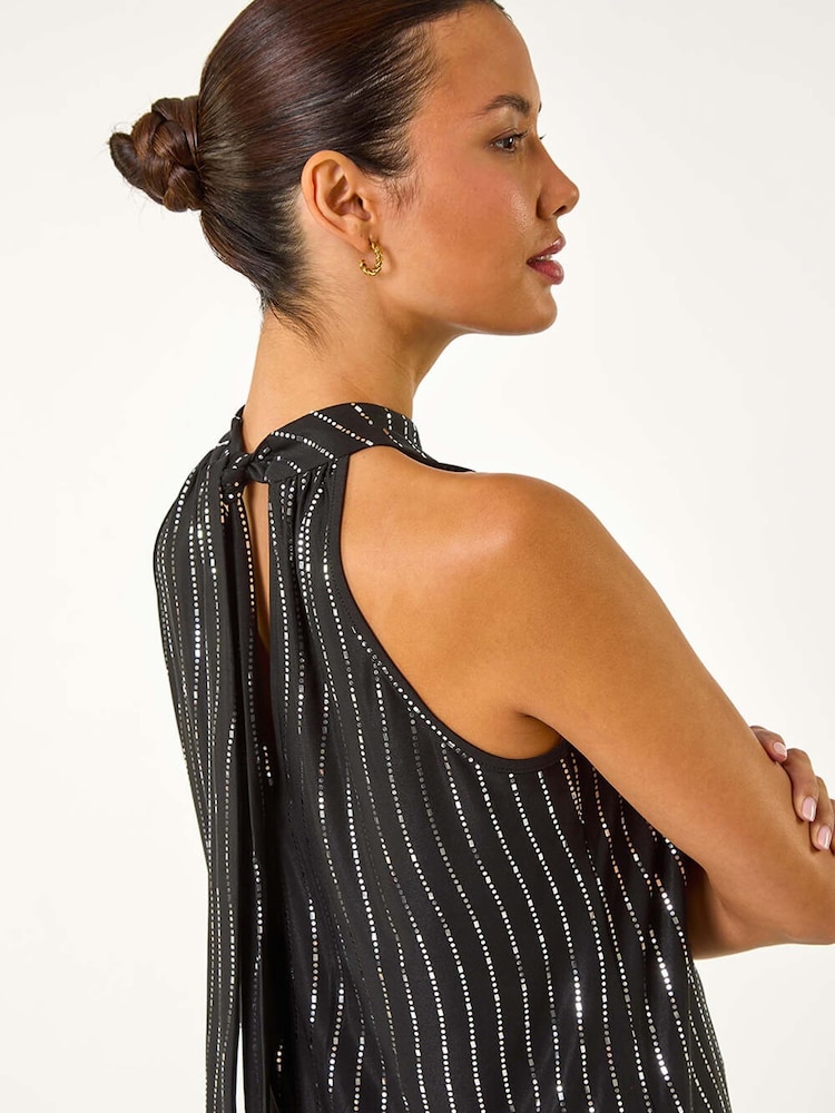 Roman Metallic Print Halterneck Top - Image 5 of 5