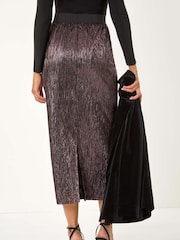 Roman Pink Foil Plisse Pleated Pencil Skirt - Image 4 of 6