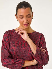 Roman Red Floral Tab Detail Shift Dress - Image 5 of 6