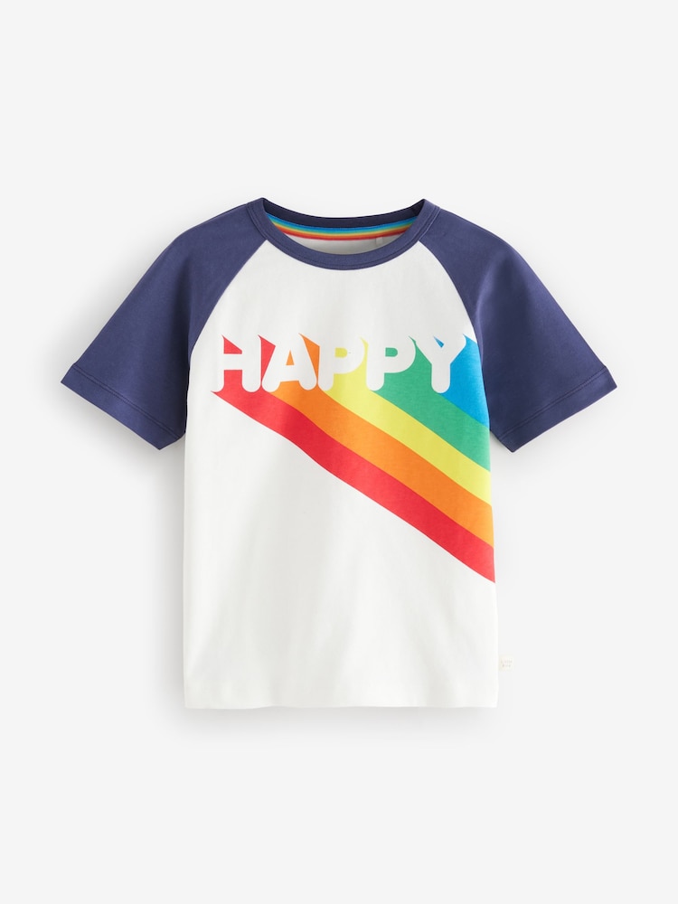 Little Bird by Jools Oliver Navy Rainbow Raglan Short Sleeve T-Shirt - Image 1 of 7
