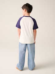 Little Bird by Jools Oliver Navy Rainbow Raglan Short Sleeve T-Shirt - Image 6 of 7