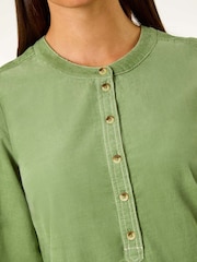 Roman Green Corduroy Button Detail A-Line 100% Cotton Dress - Image 5 of 5