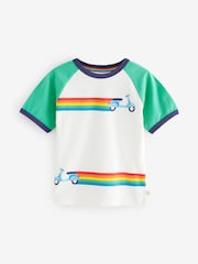 Little Bird by Jools Oliver Green Rainbow Raglan Short Sleeve T-Shirt - Image 1 of 7