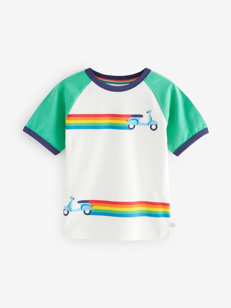 Little Bird by Jools Oliver Green Rainbow Raglan Short Sleeve T-Shirt - Image 1 of 7