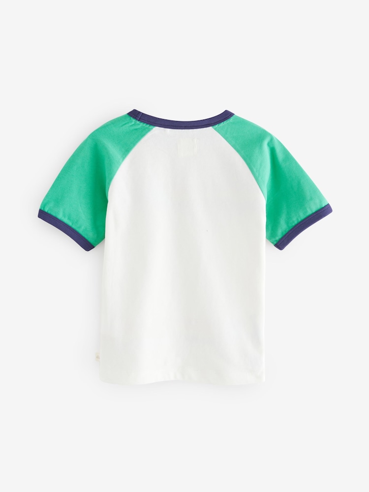 Little Bird by Jools Oliver Green Rainbow Raglan Short Sleeve T-Shirt - Image 2 of 7