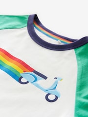 Little Bird by Jools Oliver Green Rainbow Raglan Short Sleeve T-Shirt - Image 3 of 7