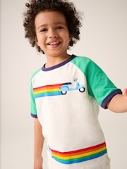 Little Bird by Jools Oliver Green Rainbow Raglan Short Sleeve T-Shirt - Image 4 of 7