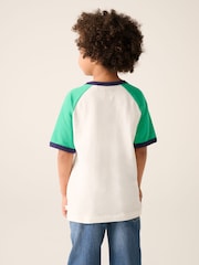 Little Bird by Jools Oliver Green Rainbow Raglan Short Sleeve T-Shirt - Image 6 of 7