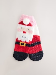 Red Santa Print Christmas Cosy Ankle Socks - Image 1 of 3