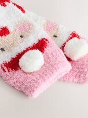 Red Santa Print Christmas Cosy Ankle Socks - Image 2 of 3