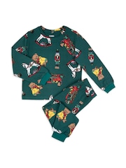 Chelsea Peers Green Kids Christmas Toys Print Long Pyjama Set - Image 2 of 4