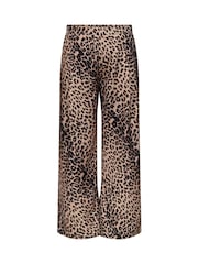 ONLY Curve Brown Leopard Print Wide Trousers - Image 2 of 3
