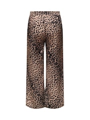 ONLY Curve Brown Leopard Print Wide Trousers - Image 3 of 3