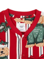 Chelsea Peers Red Baby Christmas Dog and Wreath Print Sleepsuit - Image 3 of 3