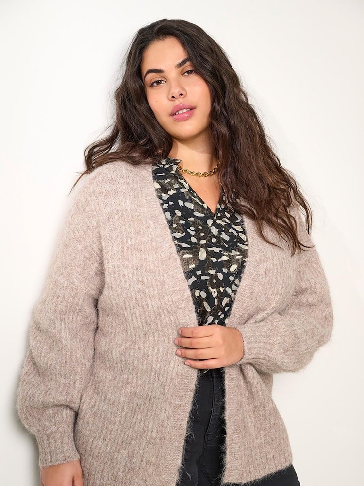 ONLY Curve Brown Cosy Open Knitted Cardigan - Image 1 of 3 ONLY Curve Brown Cosy Open Knitted Cardigan - Image 1 of 3