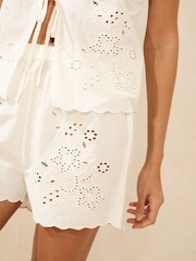 Lipsy Ivory Woven Cami Broderie Pyjamas Set - Image 3 of 4