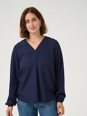 Kaffe KAelsa V-Neck Long Sleeve Blouse - Image 1 of 4