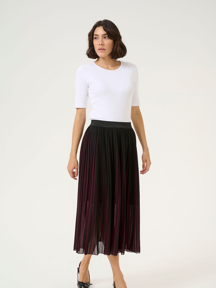 Kaffe Red KAlarke Elastic Waist Midi Skirt - Image 2 of 5